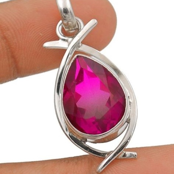 5CT 2 Tone Tourmaline, 925 Sterling Silver Pendant - Picture 1 of 2